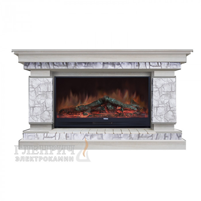 Электрокамин Лорд 86 Старый город беленный дуб - Гленрич [Камин Premier S86 - Glenrich]